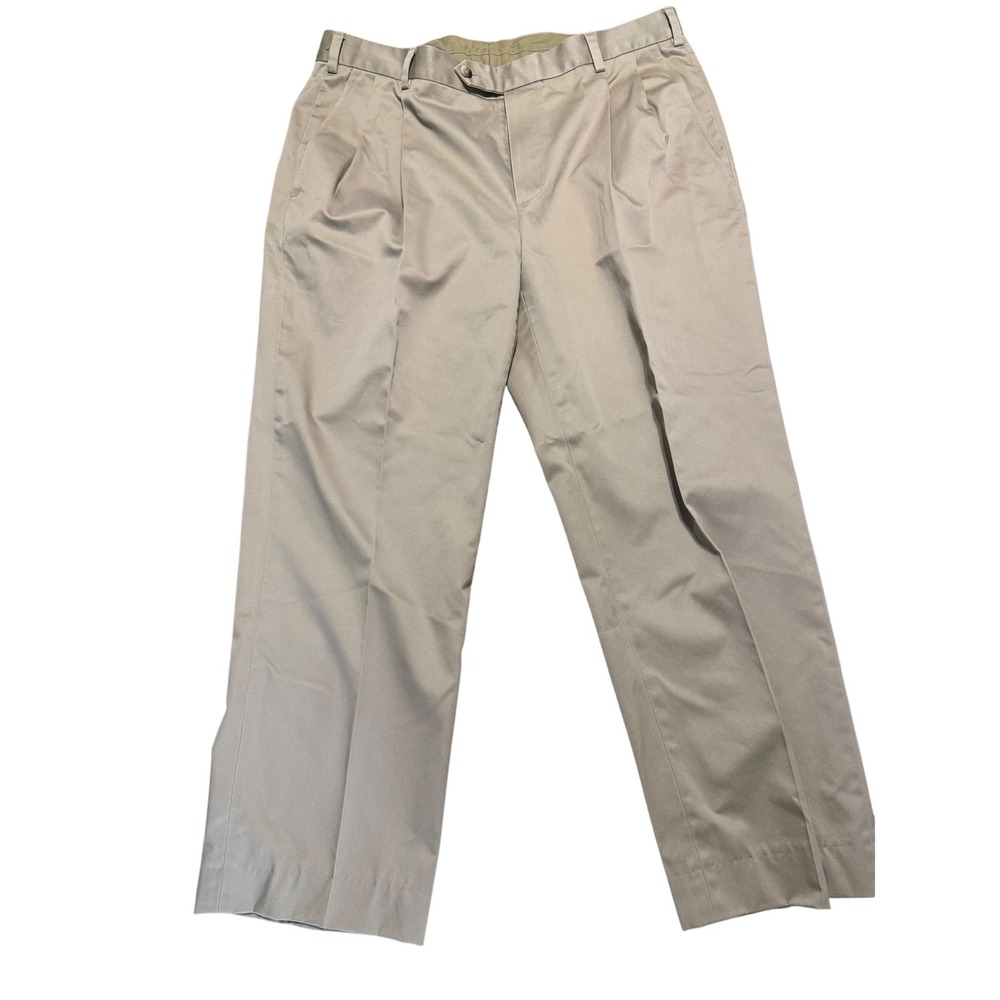 Jos A Bank Travelers Collection Tailored Fit Pleated Chinos Khaki Tan 38x32